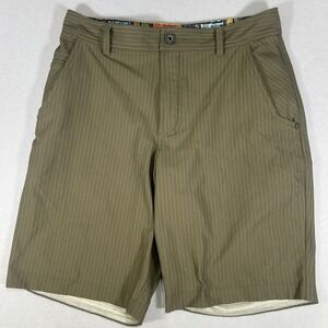 Lululemon Commission Shorts Khaki Striped Mens Size 32 Chino Golf Performance